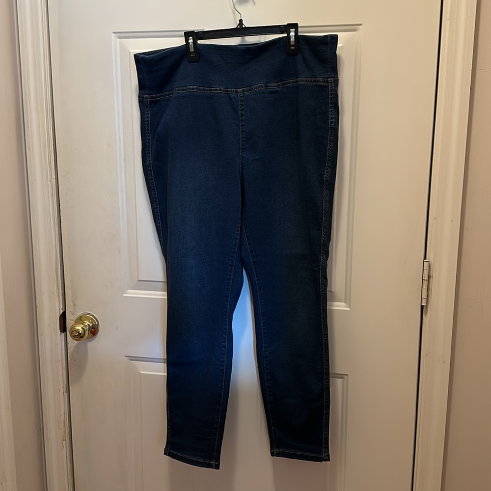 Elastic high waisted jeans. Cotton,spandex,Polyester & Rayon.Sz 2x straight leg - Picture 3 of 4